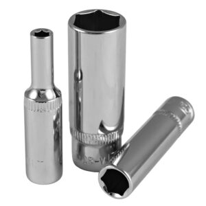 VASO HEX. 1/4" 50MM. LARGO, 9MM. CROMADO