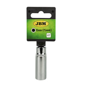 VASO DE 75MM LARGO, 15MM HEX. 1/2" CROMADO