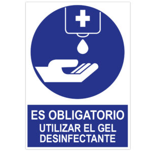 POSTER CARTULINA A3 CON "ES OBLIGATORIO UTILIZAR EL GEL DESINFECTANTE"