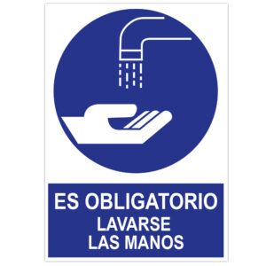POSTER CARTULINA A3 CON "ES OBLIGATORIO LAVARSE LAS MANOS"