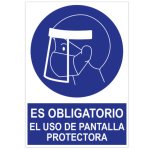 POSTER CARTULINA A3 CON "ES OBLIGATORIO EL USO DE PANTALLA PROTECTORA"
