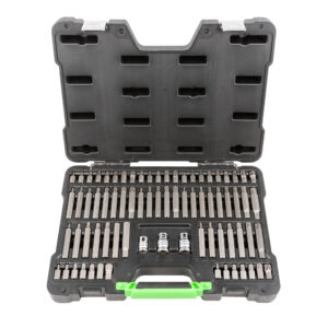 MALETÍN DE 75 PUNTAS HEXAGONALES, XZN, RIBE, TORX Y TORX INVIOLABLE DE 1/2" Y 3/8"