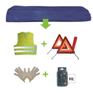 KIT EMERGENCIA BOLSA AZUL + MK H1 + CHALECO + TRIANG. + GUANTES