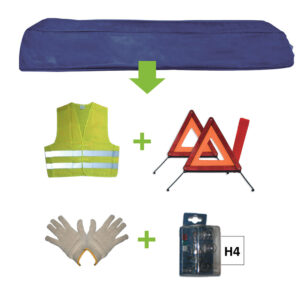 KIT EMERGENCIA BOLSA AZUL + MK H4 + CHALECO + TRIANG. + GUANTES