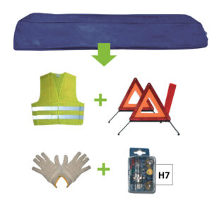 KIT EMERGENCIA BOLSA AZUL + MK H7 + CHALECO + TRIANG. + GUANTES