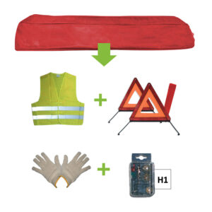 KIT EMERGENCIA BOLSA ROJA + MK H1 + CHALECO + TRIANG. + GUANTES