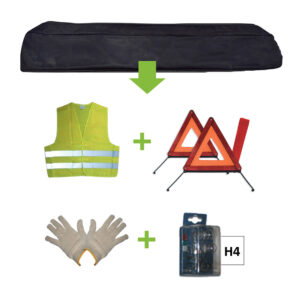 KIT EMERGENCIA BOLSA NEGRA + MK H4 + CHALECO + TRIANG. + GUANTES