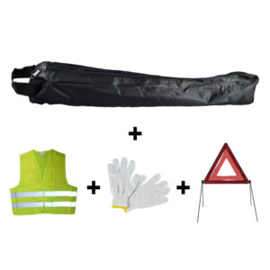 KIT EMERGENCIA BOLSA NEGRA MINI+TRIANGULO+CHALECO+GUANTES