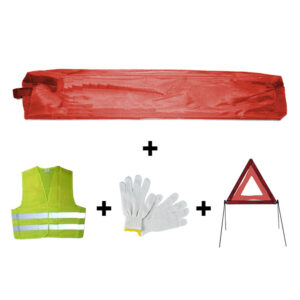 KIT EMERGENCIA BOLSA ROJA MINI+TRIANGULO+CHALECO+GUANTES