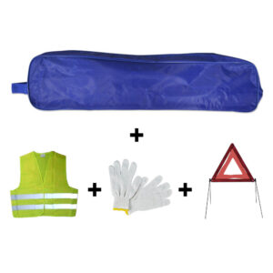 KIT EMERGENCIA BOLSA AZUL RIBETE+TRIANGULO+CHALECO+GUANTES