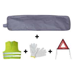 KIT EMERGENCIA BOLSA GRIS RIBETE+TRIANGULO+CHALECO+GUANTES