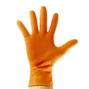 GUANTES NARANJAS DESECHABLES DE NITRILO T:L 7,0MIL (100 UDS.) TEXTURA DIAMANTE