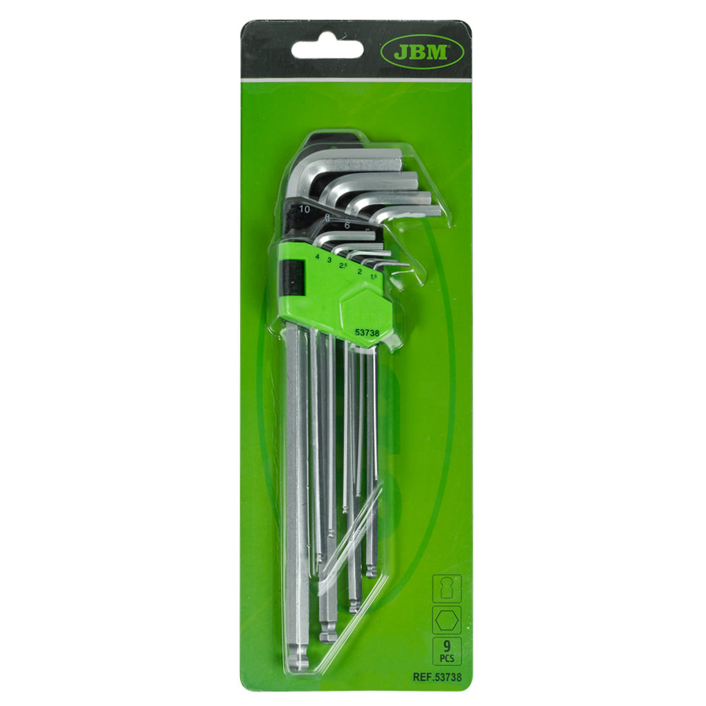 SET DE 9 LLAVES ALLEN CON PUNTA REDONDA EXTRALARGAS - Imagen 4