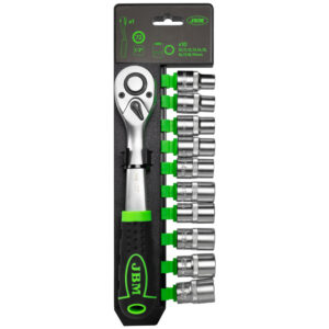 CARRACA DE 1/2" CON CABEZAL CON 72 DIENTES 255MM Y VASOS HEXAGONALES