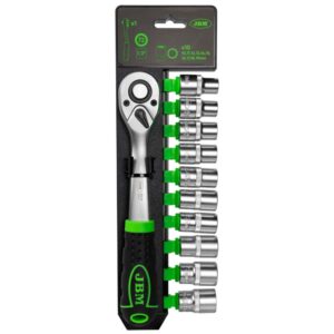 CARRACA DE 1/2" CON CABEZAL CON 72 DIENTES 255MM Y VASOS DE 12 CANTOS