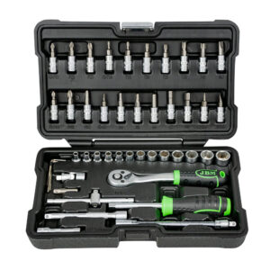 ESTUCHE DE HERRAMIENTAS DE 46 PIEZAS CON VASOS HEXAGONALES DE 1/4" CINCADO
