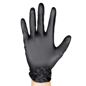 GUANTES NEGROS DESECHABLES DE NITRILO T:L 7,0MIL (100 UDS.) TEXTURA DIAMANTE