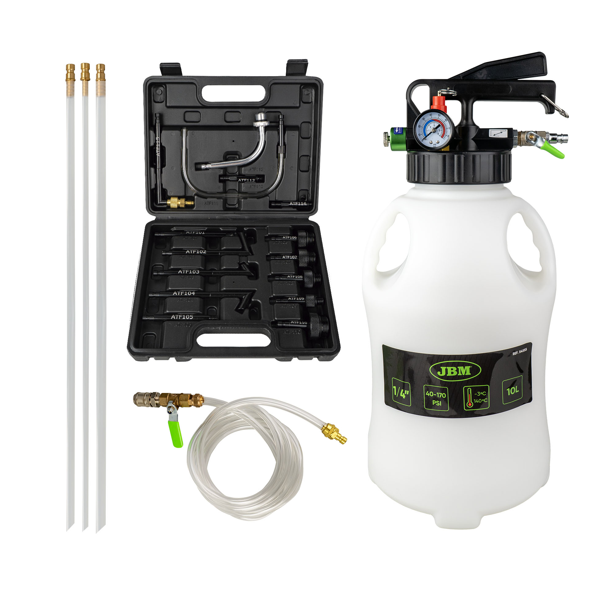 BOMBA DE TRANSMISIÓN NEUMÁTICA 10L CON 15 ADAPTADORES